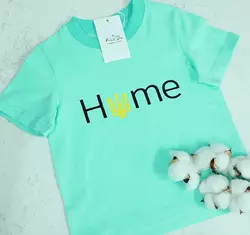 Футболка дитяча з принтом "Home"  мінт 98, 104,110р Футболка дитяча з принтом "Home"  мінт 98, 104,110р