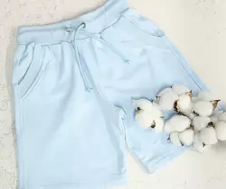 Дитячі та підліткові трикотажні шорти колір блакитний 98,104,110 Дитячі та підліткові трикотажні шорти колір блакитний 98,104,110