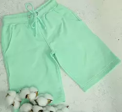 Дитячі та підліткові трикотажні шорти колір світлий мінт 152,158 Дитячі та підліткові трикотажні шорти колір світлий мінт 152,158