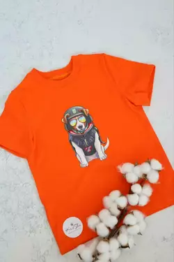 Футболка дитяча з принтом "Патрон в окулярах" помаранчева 134, 140, 146р Футболка дитяча з принтом "Патрон в окулярах" помаранчева 134, 140, 146р