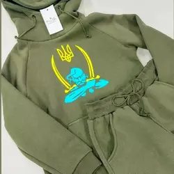 Дитячий та підлітковий трикотажний костюм утеплений  з принтом "Козак" 134,140,146 Дитячий та підлітковий трикотажний костюм утеплений  з принтом "Козак" 134,140,146