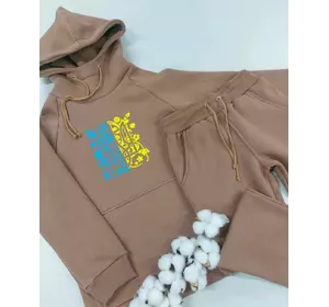 Дитячий трикотажний костюм утеплений  з принтом "Герб"98, 104, 110. Дитячий трикотажний костюм утеплений  з принтом "Герб"98, 104, 110.