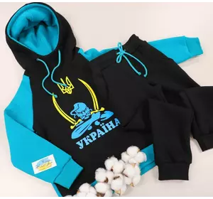 Дитячий трикотажний утеплений  костюм з принтом "Козак" 134, 140, 146р Дитячий трикотажний утеплений  костюм з принтом "Козак" 134, 140, 146р