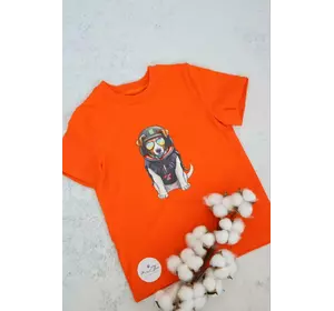 Футболка дитяча з принтом "Патрон в окулярах" помаранчева 152, 158р Футболка дитяча з принтом "Патрон в окулярах" помаранчева 152, 158р
