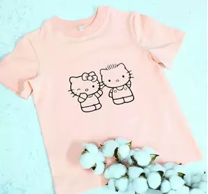 Дитяча футболка  з принтом "Kytty" пудра 152,158р Дитяча футболка  з принтом "Kytty" пудра 152,158р