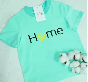 Футболка дитяча з принтом "Home" мінт 134, 140, 146р Футболка дитяча з принтом "Home" мінт 134, 140, 146р