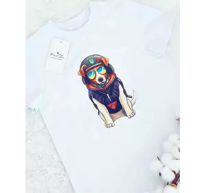 Футболка дитяча з принтом "Патрон в окулярах" біла 98, 104,110р Футболка дитяча з принтом "Патрон в окулярах" біла 98, 104,110р