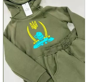 Дитячий та підлітковий трикотажний костюм утеплений  з принтом "Козак" 134,140,146 Дитячий та підлітковий трикотажний костюм утеплений  з принтом "Козак" 134,140,146