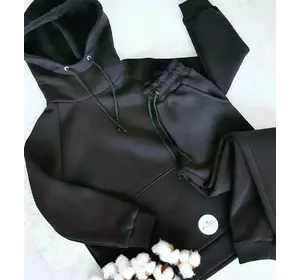 Дитячий чорний трикотажний костюм з утепленням 158, 164, 170 Дитячий чорний трикотажний костюм з утепленням 158, 164, 170